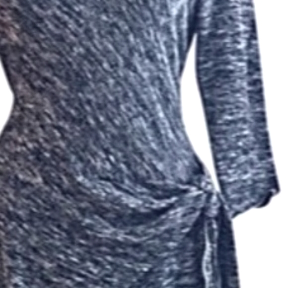 🖤🤎 Stylish Heather Tan & Black Faux Wrap Tie Dress - S - Picture 7 of 11